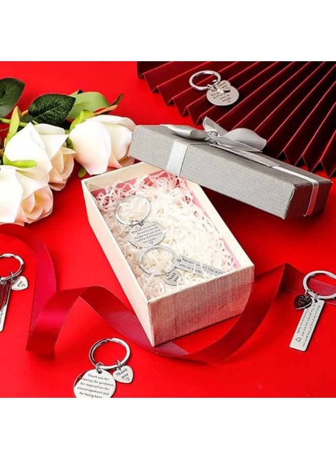 SRLIWHITE 6 Pieces Appreciation Keychains, Thank You Inspirational Stainless Steel Keyrings Make a Difference Gifts for Teachers, Volunteers, Employees and Social Workers (Silver) - Image 4